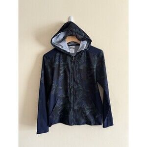 Zyia Active Rain Jacket Mesh Lined‎ Windbreaker Coat Size Medium Navy Palm